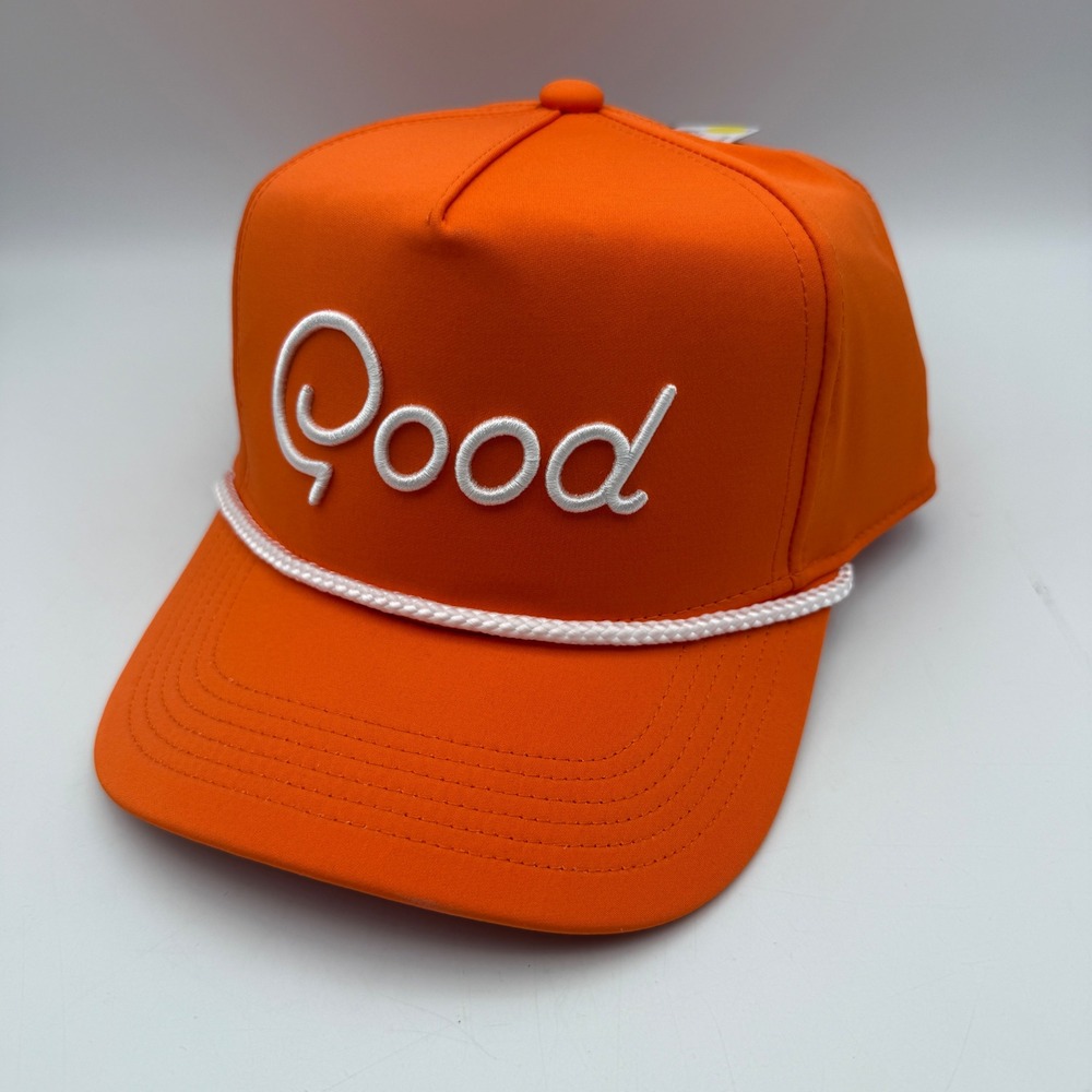Good Good Golf Sunrise Rope Hat Orange White Script Logo Snapback GG1072 NEW